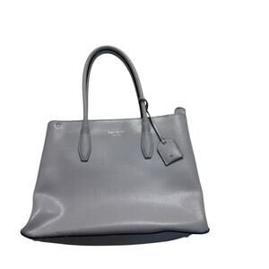 Kate Spade New York Gray Pebbled Leather Tote Bag with Burgundy Interior